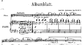 长笛曲谱 | Albumblatt(Op.55 No.7)长笛+钢琴伴奏  [丹麦]安德森