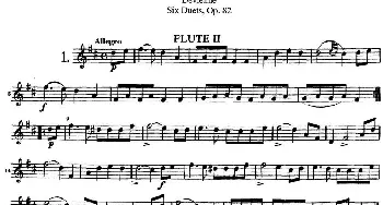 长笛曲谱 | 德维埃纳六个长笛二重奏小段Op.82——Flute 2(NO.1)Devienne (德维埃纳）