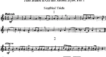 长笛曲谱 | 斯勒新老风格长笛练习重奏曲(第一部分)NO.1-NO.4  Siegfried Thiele S. (斯勒)