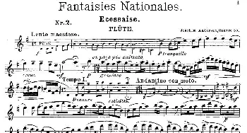 长笛曲谱 | Fantaisies nationales. Ecossais(Op.59 No.2)[丹麦]安德森