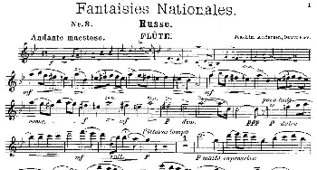 长笛曲谱 | Fantaisies nationales. Russe(Op.59 No.3)[丹麦]安德森