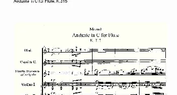 长笛曲谱 | Andante in C for Flute, K.315(D调长笛行板协奏曲, K.315）