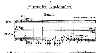 长笛曲谱 | Fantaisies nationales. Op. 59, 1(长笛+钢琴伴奏)Andersen(安德森）