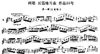 长笛曲谱 | 柯勒长笛练习曲作品33号(第一册)2  埃内斯托·柯勒(ERNESTO KOEHLER）