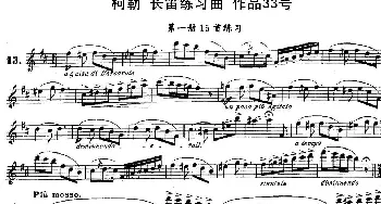 长笛曲谱 | 柯勒长笛练习曲作品33号(第一册)13  埃内斯托·柯勒(ERNESTO KOEHLER）