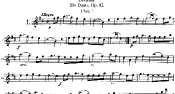 长笛曲谱 | 德维埃纳六个长笛二重奏小段Op.82——Flute 1(NO.1)Devienne (德维埃纳）