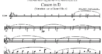 长笛曲谱 | Canon in D(卡农）