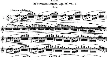 长笛曲谱 | 柯勒30首高级长笛练习曲作品75号(NO.1)Kohler (柯勒）