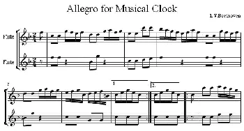 长笛曲谱 | Allegro for Musical Clock(二重奏)贝多芬