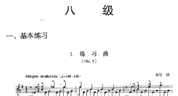 古典吉他考级八级练习曲(吉他谱)