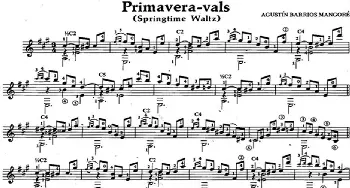 Primavera-vals(吉他谱) 奥古斯汀·巴里奥斯·曼戈雷(Agustin Barrios Mangore）