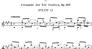 Fernando Sor《12 Studies,Op.60》(吉他谱)