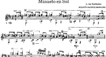 Minueto en Sol(吉他谱) 奥古斯汀·巴里奥斯·曼戈雷(Agustin Barrios Mangore）