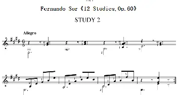 Fernando Sor《12 Studies,Op.60》(吉他谱)