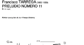 PRELUDIO NUMERO 11(En re mayor)(吉他谱) 弗朗西斯科·泰雷加 Francisco Tarrega (1852-1909)