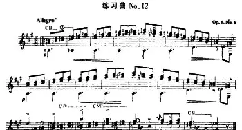 费尔南多·索尔 古典吉他练习曲 No.12(吉他谱)