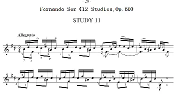 Fernando Sor《12 Studies,Op.60》(吉他谱)