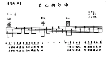 自己的沙场(吉他谱)黄大军 齐秦