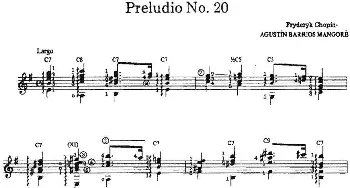 Preludio No.20(吉他谱) 奥古斯汀·巴里奥斯·曼戈雷(Agustin Barrios Mangore）