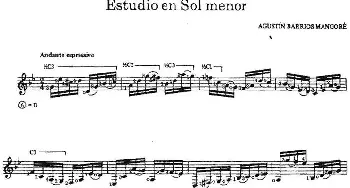 Estudio en Sol menor(吉他谱) 奥古斯汀·巴里奥斯·曼戈雷(Agustin Barrios Mangore）