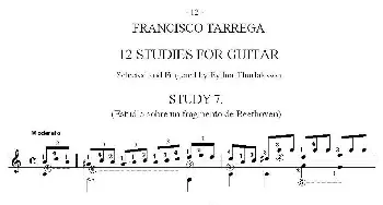 他雷加12首练习曲之7(吉他谱)