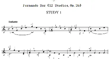 Fernando Sor《12 Studies,Op.35》(吉他谱)