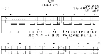 飞舞(吉他谱) 王冰洋 胡海泉 胡海泉 吕雯 秦天