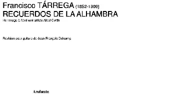 RECUERDOS DE LA ALHAMBRA(Hommage a I'eminent artiste Alfed Cottin)(吉他谱) 弗朗西斯科·泰雷加 Francisco Tarrega (1852-1909)