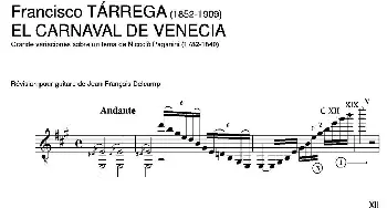 EL CARNAVAL DE VENECIA(Grande variaciones sobre un tema de Niccolo Paganini)(吉他谱) 弗朗西斯科·泰雷加 Francisco Tarrega (1852-1909)