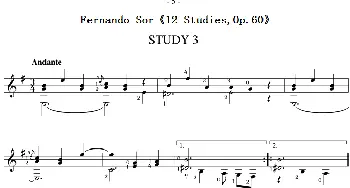 Fernando Sor《12 Studies,Op.60》(吉他谱)