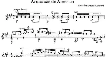 Armonias de America(吉他谱) 奥古斯汀·巴里奥斯·曼戈雷(Agustin Barrios Mangore）