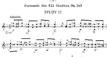 Fernando Sor《12 Studies,Op.35》(吉他谱)