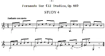 Fernando Sor《12 Studies,Op.60》(吉他谱)