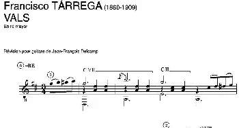 VALS(En re mayor)(吉他谱) 弗朗西斯科·泰雷加 Francisco Tarrega (1852-1909)