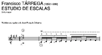 ESTUDIO DE ESCALAS(En la mayor)(吉他谱) 弗朗西斯科·泰雷加 Francisco Tarrega (1852-1909)