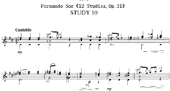 Fernando Sor《12 Studies,Op.31》(吉他谱)