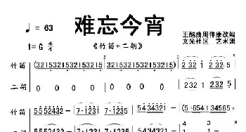 笛子谱 | 难忘今宵(竹笛+二胡)王酩曲 周仲康改编