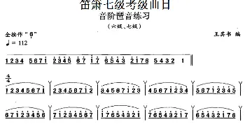 笛箫七级考级曲目 音阶琶音练习  王其书编曲