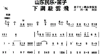 笛子谱 | 下调驻云飞(山东民乐 笛子)占河·根生记谱