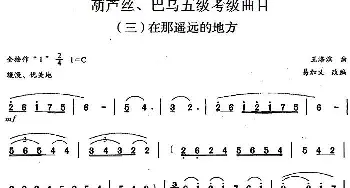 巴乌五级考级曲目 在那遥远的地方  王洛滨作曲 易加义改编