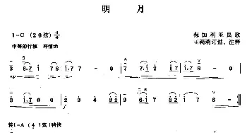 二胡谱 | 明月  保加利亚民歌 王莉莉订谱