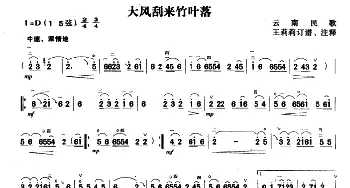 二胡谱 | 大风刮来竹叶落  云南民歌 王莉莉订谱