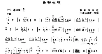 二胡谱 | 你呀你呀  叙利亚民歌 王莉莉订谱