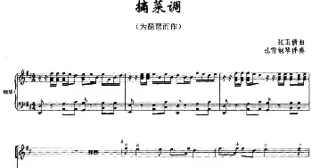 琵琶谱 | 摘菜调(琵琶+钢琴伴奏)张玉倩曲 孔雪钢琴伴奏