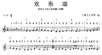 口琴谱 | 欢乐颂(贝多芬《第九交响曲》主题)(线简谱混排版)[德]贝多芬