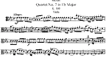 小提琴谱 | Mozart《Quartet No.7 in Eb Major,K.160》(Viola分谱)