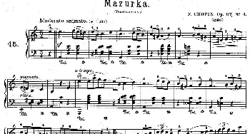 小提琴谱 | Quatre Mazurkas Op.67 Op.4(4首玛祖卡舞曲·4)弗雷德里克·弗朗索瓦·肖邦