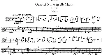 小提琴谱 | Mozart《Quartet No.6 in Bb Major,K.159》(Viola分谱)