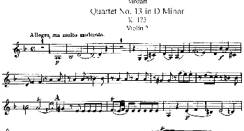 小提琴谱 | Mozart《Quartet No.13 in D Minor,K.173》(Violin 2分谱)