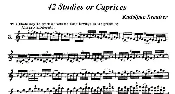 小提琴谱 | 42首练习曲或隨想曲之三  克莱采尔